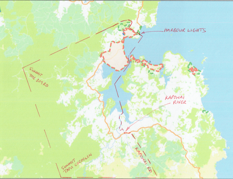 Map of Whitianga Residents and Ratepayers Association boundaries